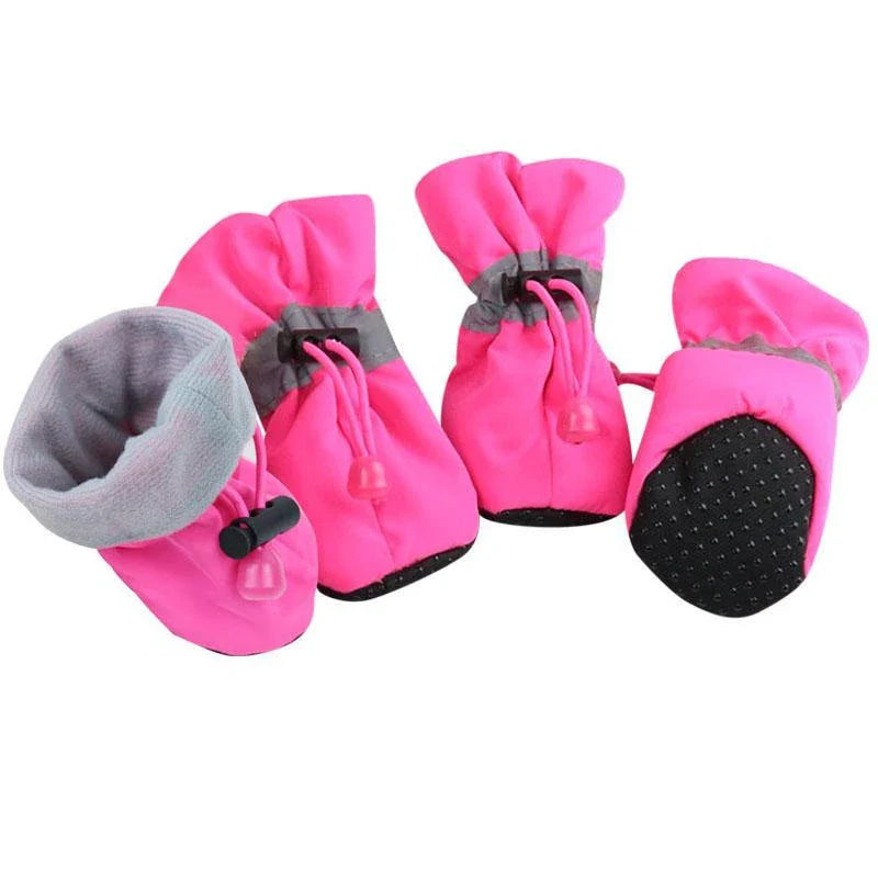 4pcs Dog Shoes Outdoor Anti-Slip Waterproof Rain Boots Winter Puppy Socks Warmth Soft Breathable Shoes Pet Accessories