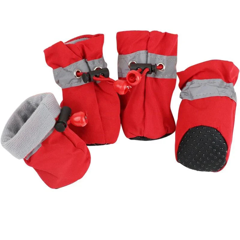 4pcs Dog Shoes Outdoor Anti-Slip Waterproof Rain Boots Winter Puppy Socks Warmth Soft Breathable Shoes Pet Accessories