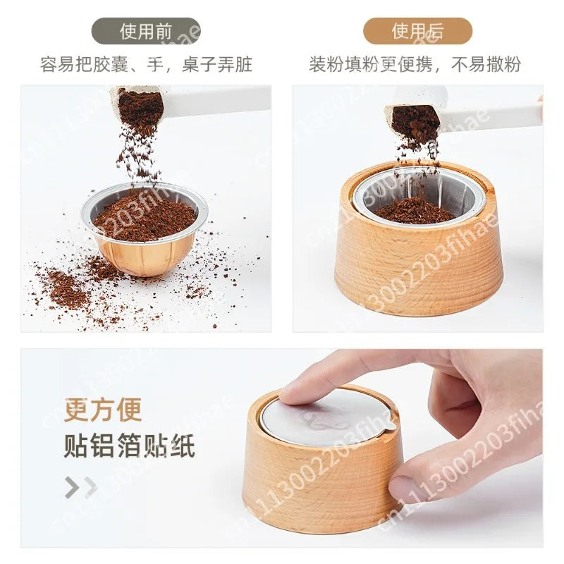 Reusable Coffee Capsule Cup Body Kit Aluminum Foil Seal Cover Powder Filler Powder Hammer