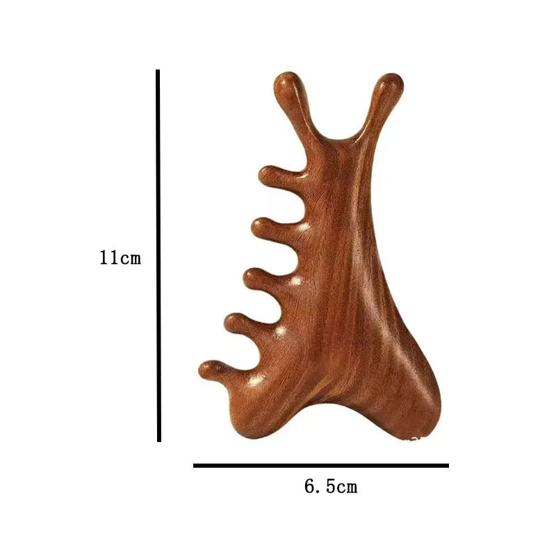 Sandalwood Massage Comb Trigger Point GuaSha Tool Multifunctional Foot Soles Stick Body Hand Neck Back Massage Meridian Scraping