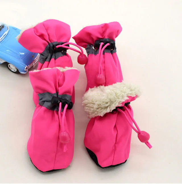 4pcs Dog Shoes Outdoor Anti-Slip Waterproof Rain Boots Winter Puppy Socks Warmth Soft Breathable Shoes Pet Accessories