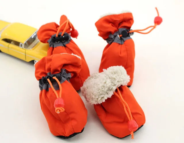 4pcs Dog Shoes Outdoor Anti-Slip Waterproof Rain Boots Winter Puppy Socks Warmth Soft Breathable Shoes Pet Accessories