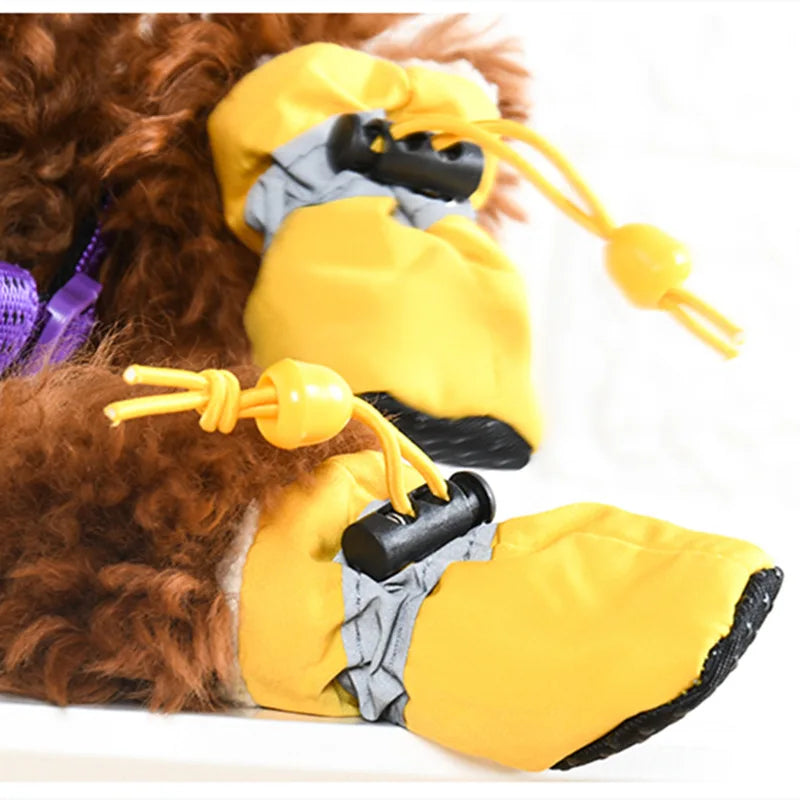 4pcs Dog Shoes Outdoor Anti-Slip Waterproof Rain Boots Winter Puppy Socks Warmth Soft Breathable Shoes Pet Accessories