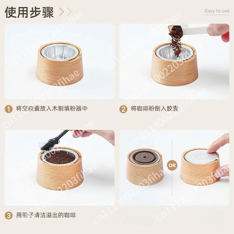 Reusable Coffee Capsule Cup Body Kit Aluminum Foil Seal Cover Powder Filler Powder Hammer