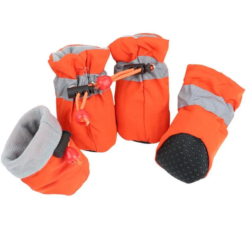 4pcs Dog Shoes Outdoor Anti-Slip Waterproof Rain Boots Winter Puppy Socks Warmth Soft Breathable Shoes Pet Accessories