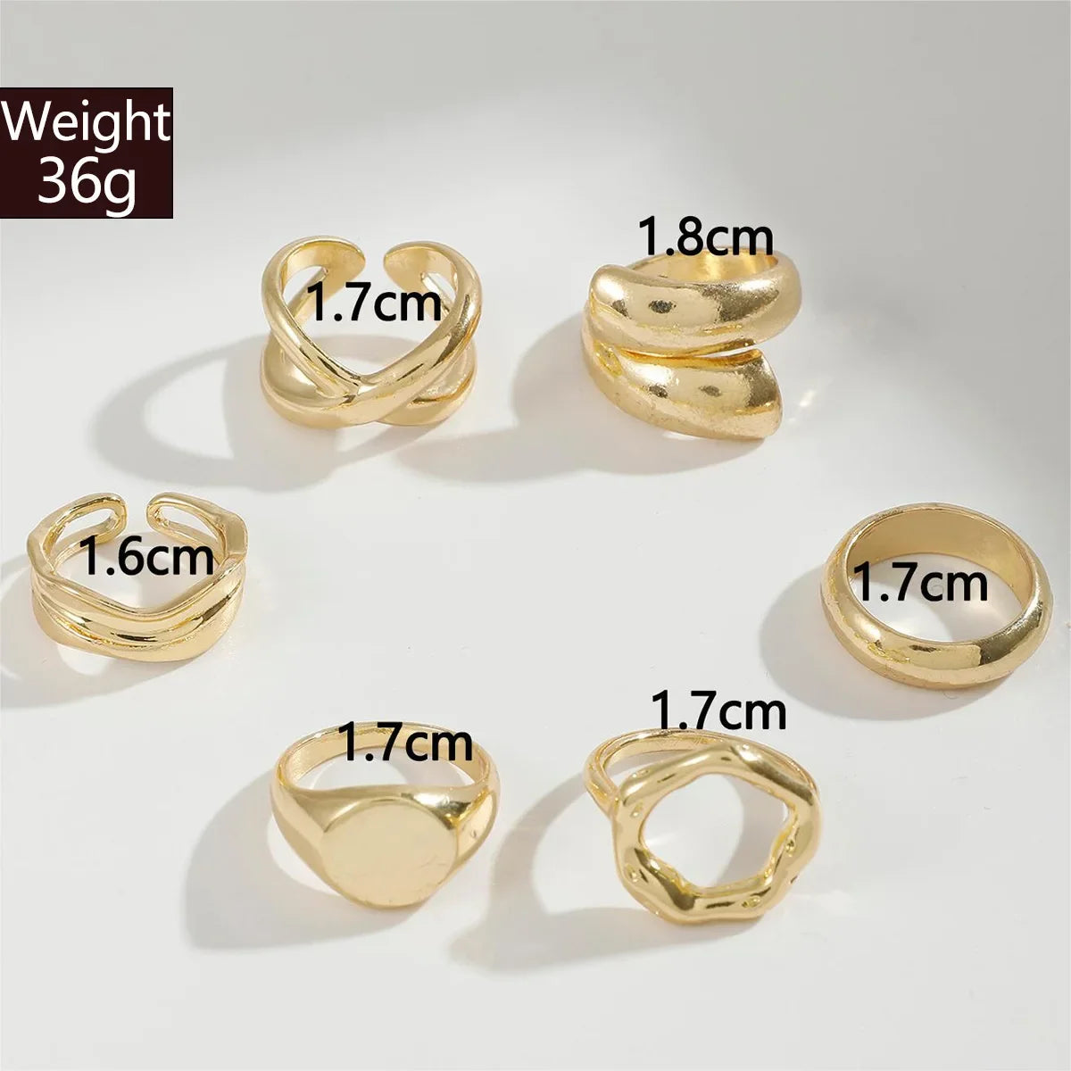 6Pcs/Set Silver Color Geometric Irregular Open Rings Set for Women Personality Metal Hollow Circular Rings Trendy Jewelry Gifts