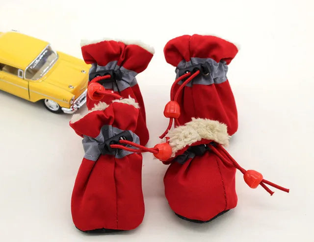 4pcs Dog Shoes Outdoor Anti-Slip Waterproof Rain Boots Winter Puppy Socks Warmth Soft Breathable Shoes Pet Accessories