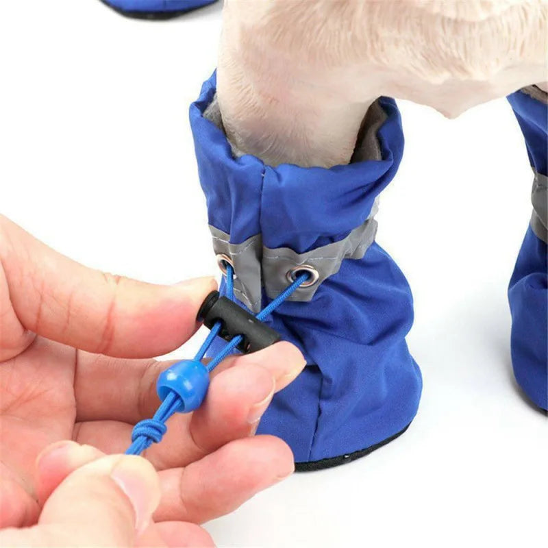4pcs Dog Shoes Outdoor Anti-Slip Waterproof Rain Boots Winter Puppy Socks Warmth Soft Breathable Shoes Pet Accessories