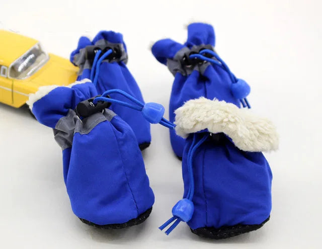 4pcs Dog Shoes Outdoor Anti-Slip Waterproof Rain Boots Winter Puppy Socks Warmth Soft Breathable Shoes Pet Accessories